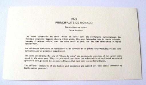 Monaco 1976 Sealed FDC Specimen Set Rainier III
