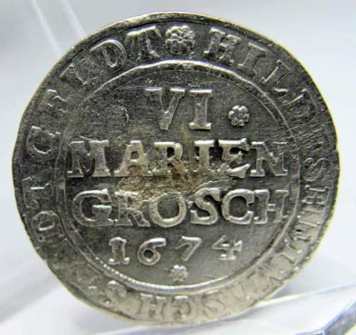 German States Hildesheim (Free City) 6 Mariengroschen 1674