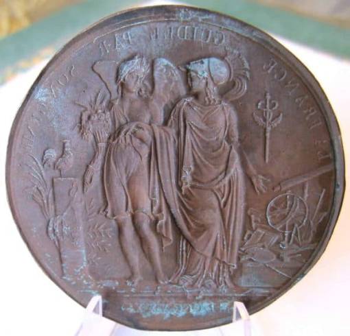 Genius of the French thin uniface cliche Medal by Montagny 1830 'La France Guidée par son Genie'