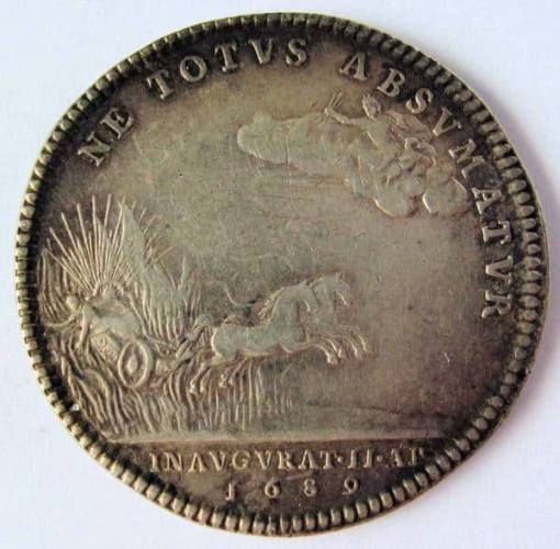 William and Mary Coronation Silver Medal 1689 by John Roettier