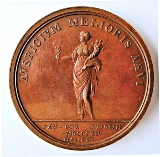 "Treaty of Paris" George Prince Regent, Alexander I, Francis II and Frederick William III Bronze Medal 1814
