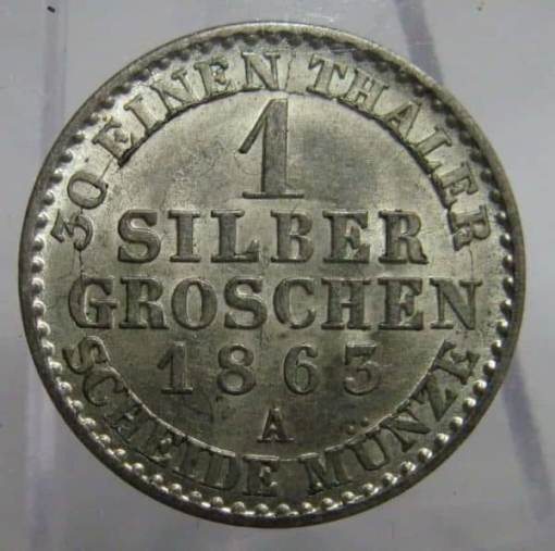 GERMAN STATES PRUSSIA 1 GROSCHEN 1863A BUNC CHOICE