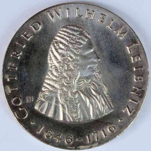 Germany - Democratic Republic 20 Mark 1966 Death of Leibniz KM#16.1