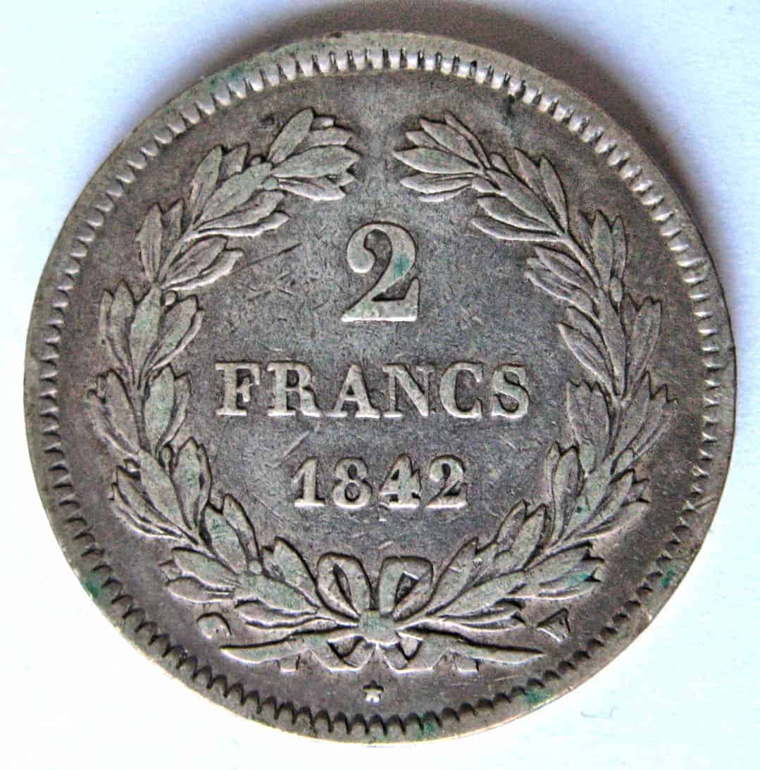 France Silver 2 Francs 1842W Lille