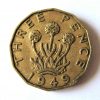 1949 Brass Threepence 3D George VI Scarce Date