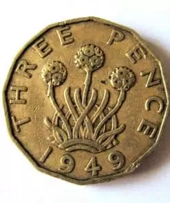 1949 Brass Threepence 3D George VI Scarce Date