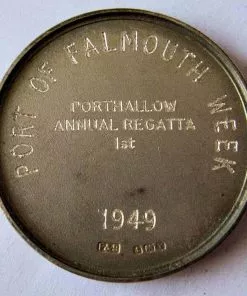 Port of Falmouth Week Porthallow Regatta 1st Prize Medal in Silver 1949