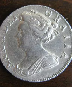 QUEEN ANNE SILVER SIXPENCE 1705 PLUMES IN ANGLES, EARLY SHIELDS, S.3592