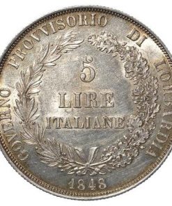 Alternative view of Italian States Lombardy-Venetia Revolutionary 5 Lira 1848M