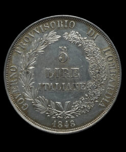 Italian States Lombardy-Venetia Revolutionary 5 Lira 1848M - Image 3