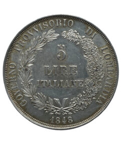 Italian States Lombardy-Venetia Revolutionary 5 Lira 1848M - Image 4