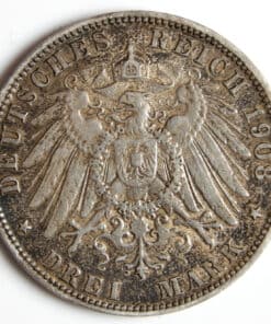 Alternative view of German States HAMBURG 3 Mark 1908 J