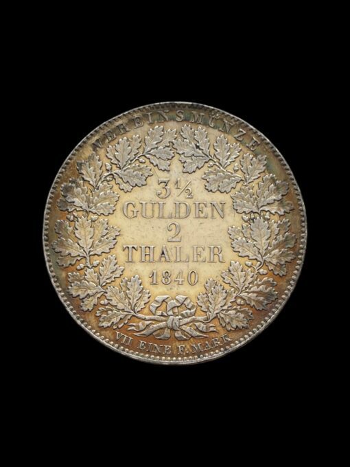 German States, Frankfurt Silver 2 Thaler (3½ Gulden) 1840 - Image 3