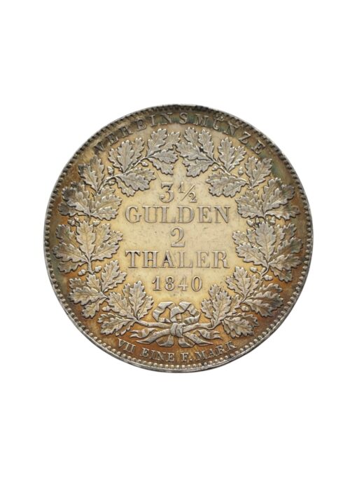 German States, Frankfurt Silver 2 Thaler (3½ Gulden) 1840 - Image 4