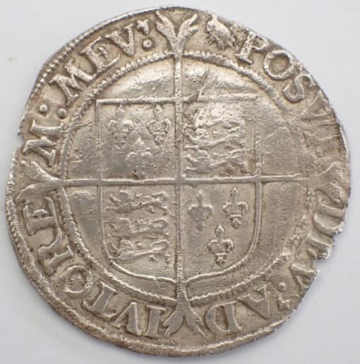 ELIZABETH I (1558-1603) 2ND ISSUE SHILLING, BUST 3C, MM MARTLET