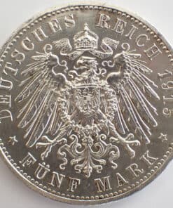 Alternative view of German States Brunswick-Wolfenbuttel 5 Marks 1915A