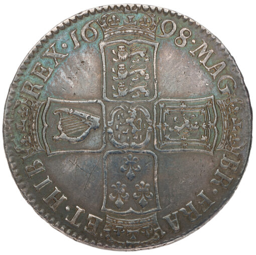 William III, Halfcrown 1698 DECIMO Partial Brokage - Image 2
