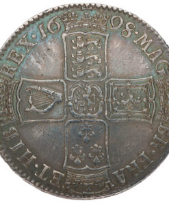 Alternative view of William III, Halfcrown 1698 DECIMO Partial Brokage