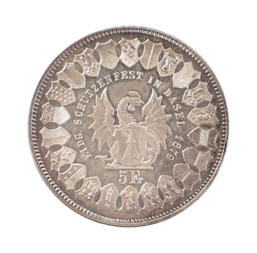 Switzerland 5 Francs Basel Shooting Festival Thaler 1879 - Image 2