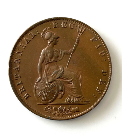Victoria Halfpenny 1841 'DFI' for DEI and Un-looped 'R' in Victoria         - Copper Large Type - Very rare Variety Combination! - Image 2