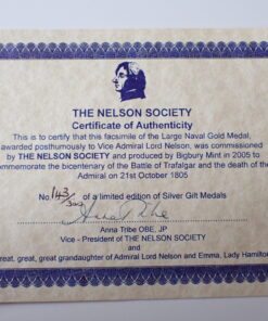 Alternative view of Nelson Society 200th Silver Gilt Medal and Ribbon Limited Edition No. 143 of 300