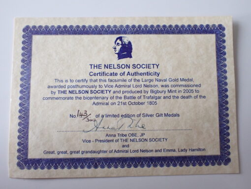 Nelson Society 200th Silver Gilt Medal and Ribbon Limited Edition No. 143 of 300 - Image 2