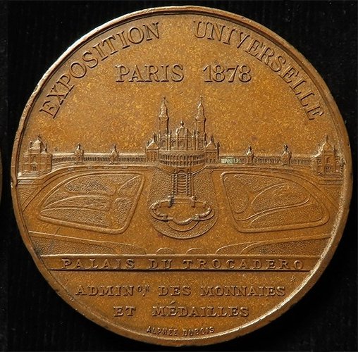 1878 FRANCE Exposition Universelle Paris 51mm bronze medal by Oudine - Image 2