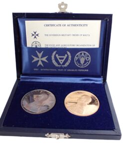 Malta Order of Knights 1981 International Year of Disabled Persons Two Coin Proof Set Box and CoA