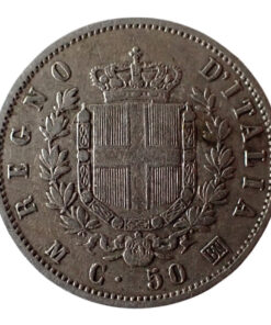 Alternative view of Italy Victor Emmanuel II 50 Centesimi 1863 Milan