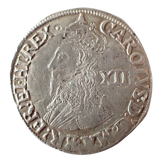Shilling Charles I Group D, Fourth Bust, No Inner Circles - Mintmark Bell, as Brooker 486/487/488 - Rare!