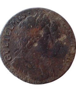 Alternative view of William and Mary Farthing 1694 No Stops on Reverse - Rare