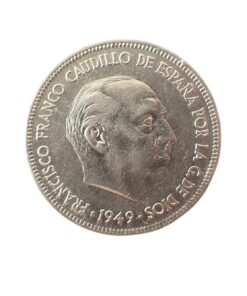 Spain 5 Pesetas 1949 Francisco Franco (19 on Star) Scarcer variety