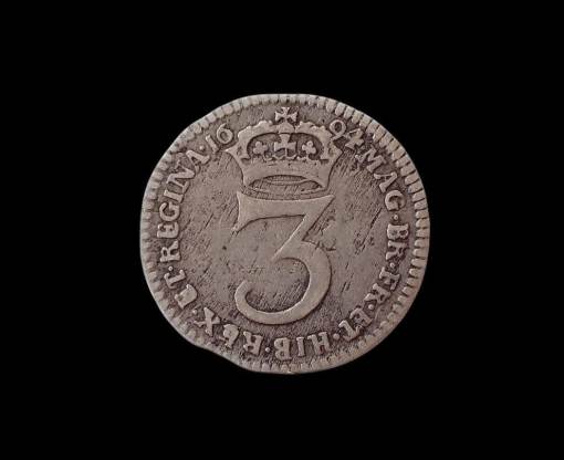 William and Mary Maundy Threepence 1694 2nd busts (Λ)