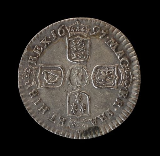 William III Sixpence 1697 third bust large harp - Image 3