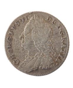 Alternative view of George II Sixpence 1757 Older bust