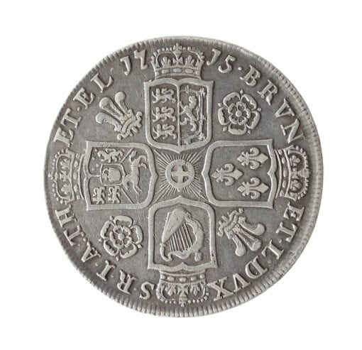George I Halfcrown 1715 SECVNDO Roses and Plumes in angles Scarce - Image 4
