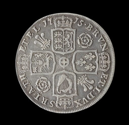 George I Halfcrown 1715 SECVNDO Roses and Plumes in angles Scarce - Image 3