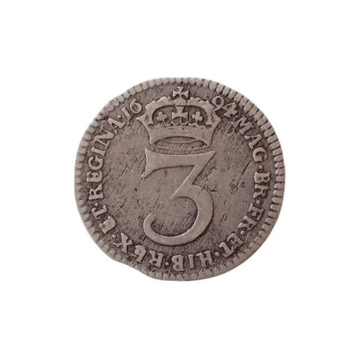 William and Mary Maundy Threepence 1694 2nd busts (Λ) - Image 2