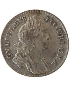 Alternative view of William III Sixpence 1697 third bust large harp