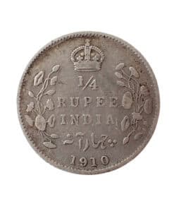 India Edward VII Quarter Rupee 1910 - Image 2