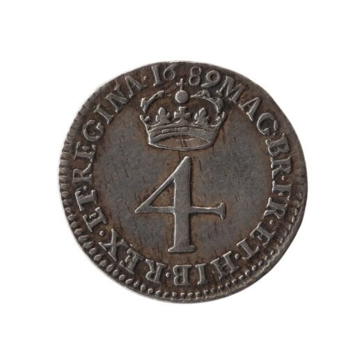 William and Mary Maundy Fourpence Groat 1689 (GV Below bust type) - Image 4