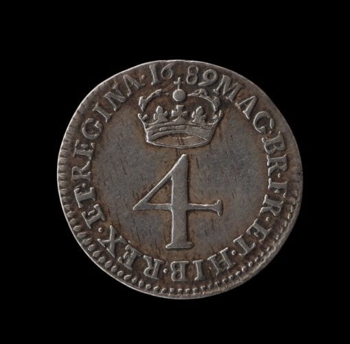 William and Mary Maundy Fourpence Groat 1689 (GV Below bust type) - Image 3