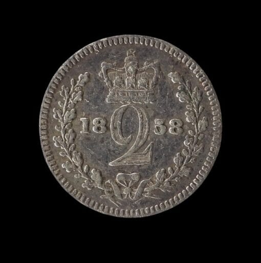 Victoria Twopence 1858 1st portrait; Colonial and Maundy issues
