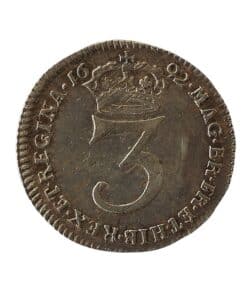 William & Mary Maundy Threepence 1692 'GVL' below bust scarce date - Image 4
