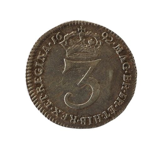 William & Mary Maundy Threepence 1692 'GVL' below bust scarce date - Image 4