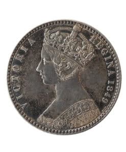 Alternative view of Victoria Florin 1849 1st Portrait 'Godless' Type - Medal Alignment