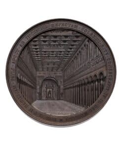 Alternative view of Italy Papal States, Pius IX Medal, The Reconstruction of the Basilica of St. Paul Outside-the-Walls 1854, struck in Copper by Ignazio Bianchi Exceptional and Rare