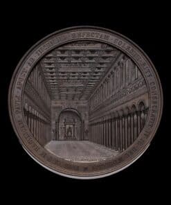 Italy Papal States, Pius IX Medal, The Reconstruction of the Basilica of St. Paul Outside-the-Walls 1854, struck in Copper by Ignazio Bianchi Exceptional and Rare