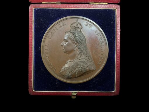 Victoria 1887 Golden Jubilee 77mm Large Cased Bronze Medal – The official Royal Mint issue by J.E.Boehm/F Leighton,