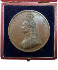 Victoria 1887 Golden Jubilee 77mm Large Cased Bronze Medal – The official Royal Mint issue by J.E.Boehm/F Leighton,